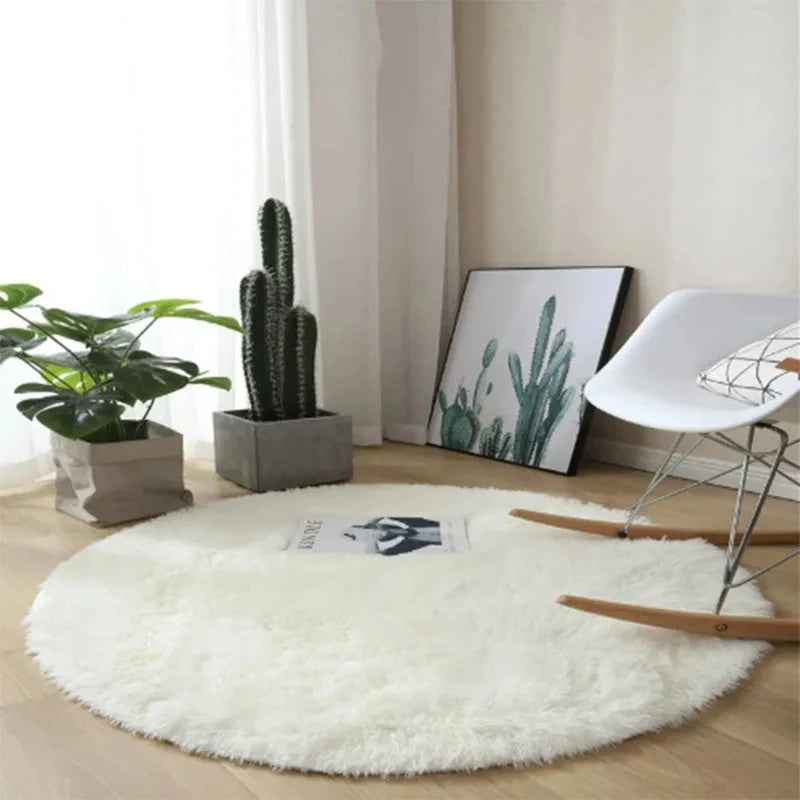 Fluffy Round Plush Rug – Super Soft Thick Carpet