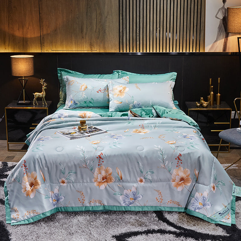 Tiansi Summer Quilt Four Piece Set Summer Cool Quilt Double Machine Washable Summer Air Conditioning Thin Quilt Summer Single Thin Quilt Core
