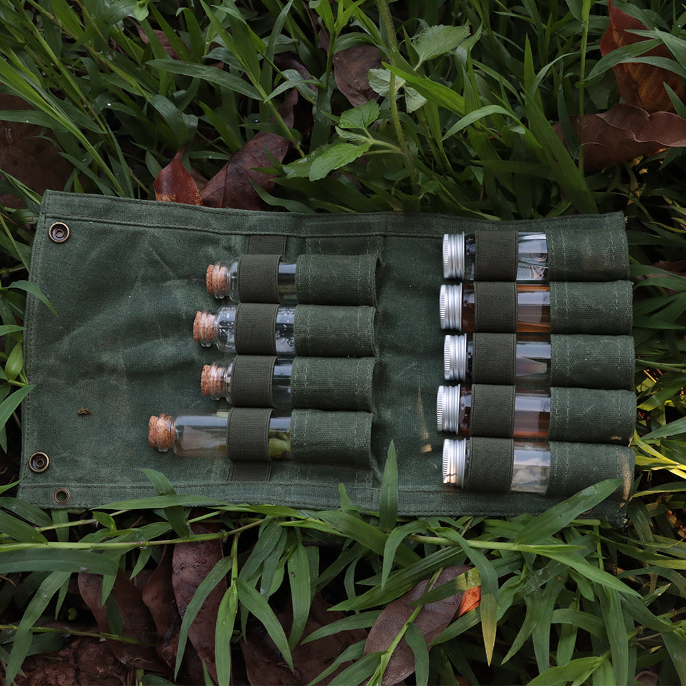 Spices Kit Portable Camping Spice Jar Travel Spice Set Holder Spice Seasoning Bag Waterproof Waxed Canvas Pouch