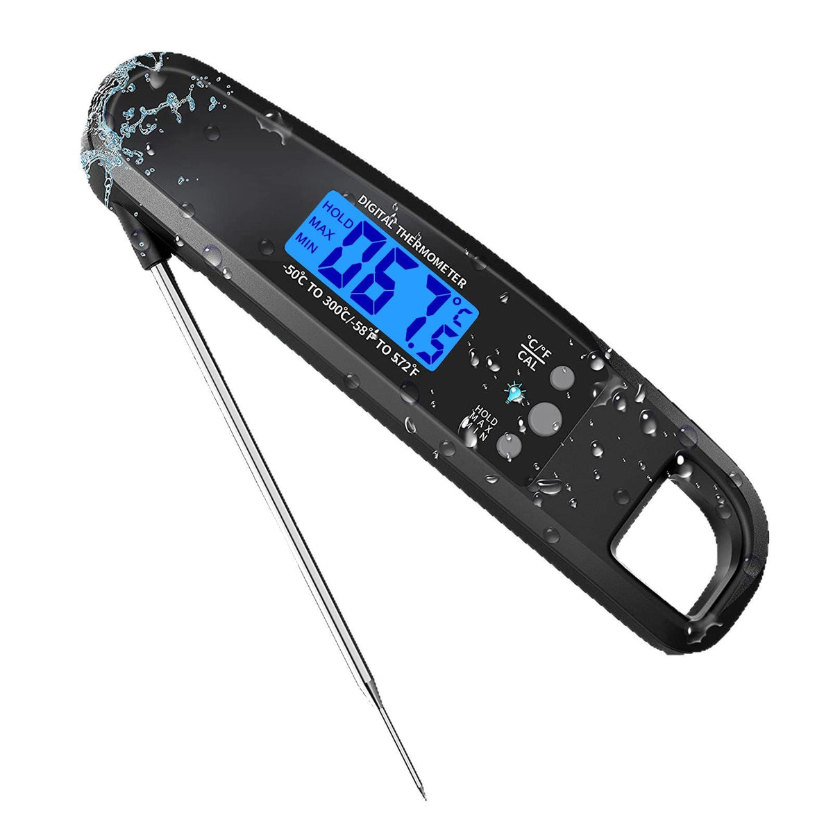 Black Electronic Food Meat Barbecue Thermometer