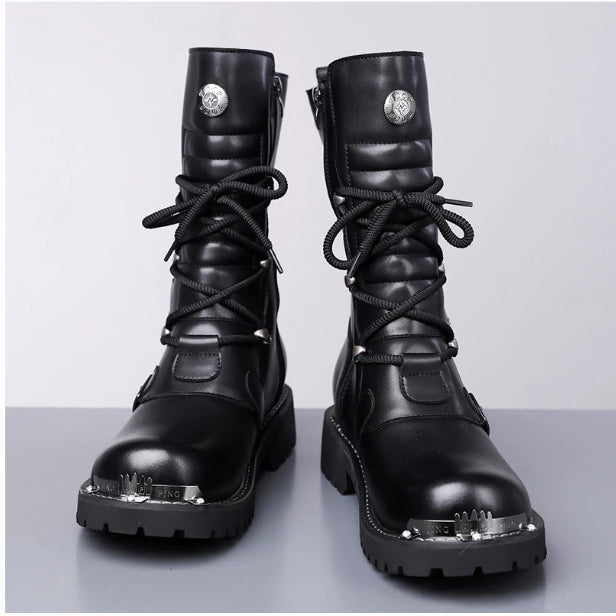 Autumn And Winter High-top Boots Men's Trendy Riding BootsBritish-style Denim Vintage Equestrian Boots