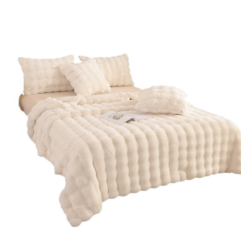 Large Bubble Rabbit Fur Thickened Double-layer Warm Blanket