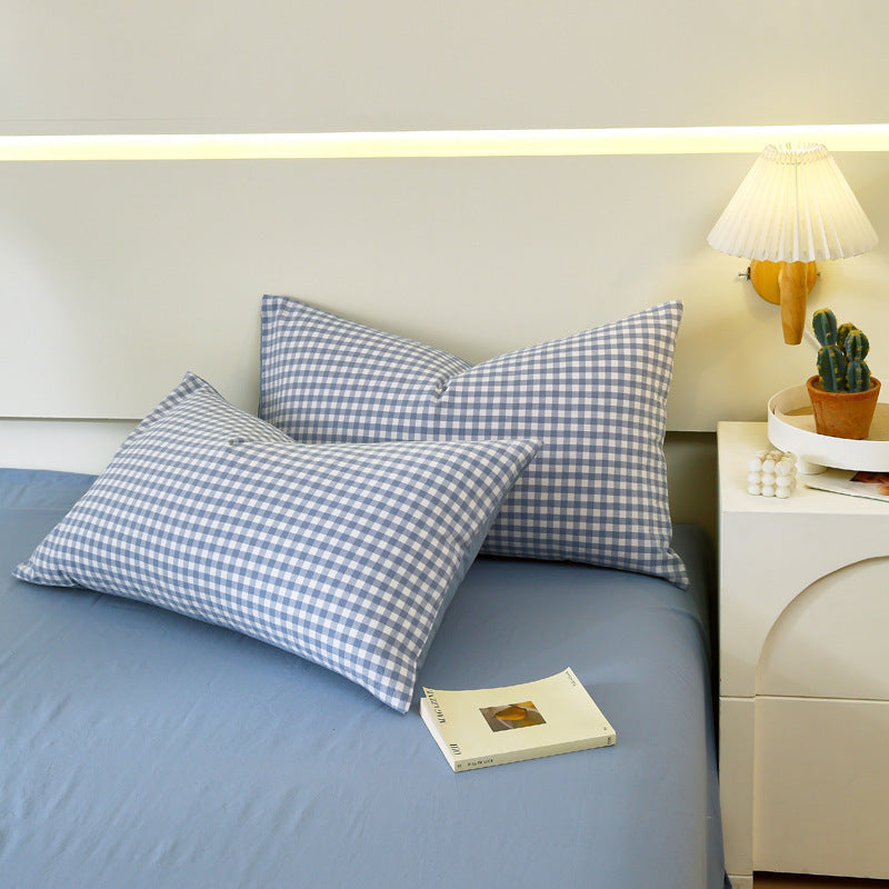 Washed Cotton Pillowcase Yarn-dyed Double-piece Types A And B Single Pillowcase