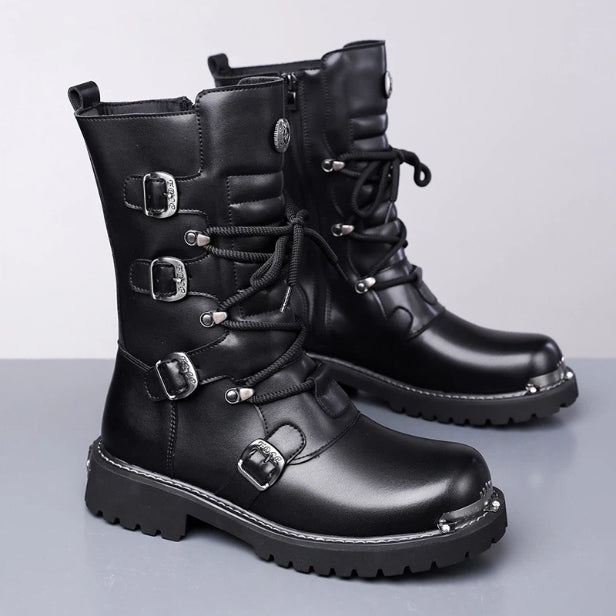 Autumn And Winter High-top Boots Men's Trendy Riding BootsBritish-style Denim Vintage Equestrian Boots