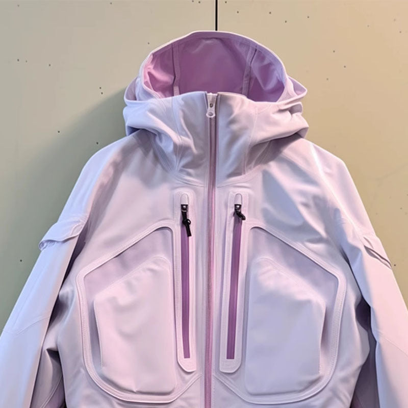 Purple Casual Hooded Jacket Coat For Women Autumn And Winter