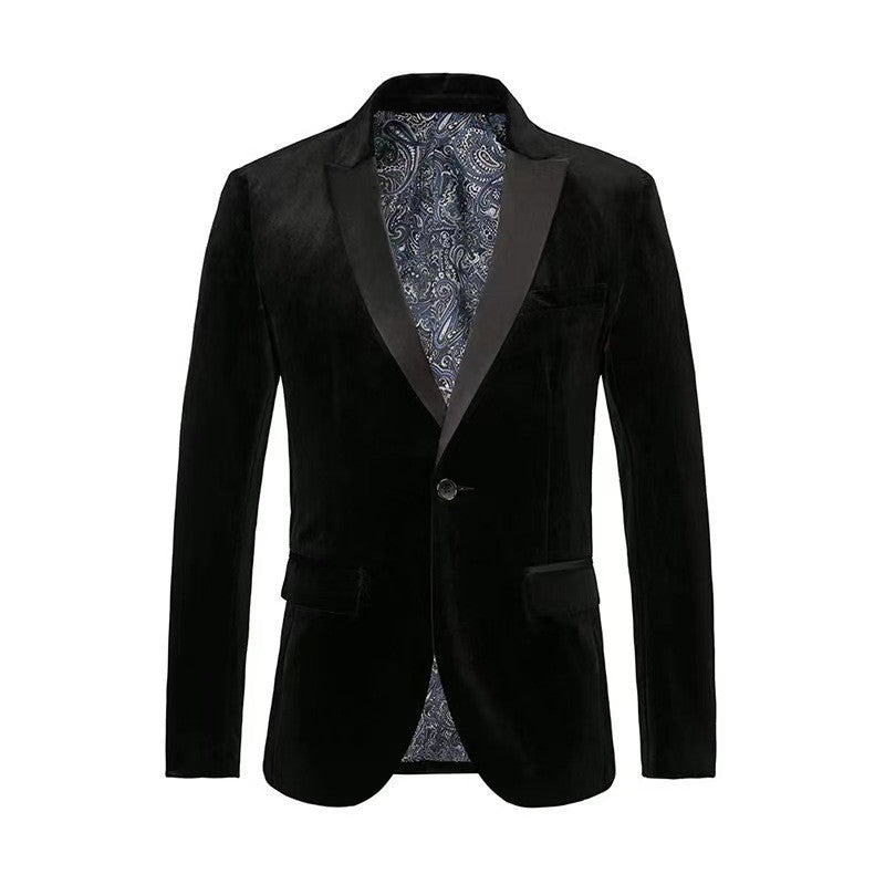 Autumn And Winter Golden Velvet Blazer High Quality Slim Fit Blazer Fashion Casual Men Groom Singer