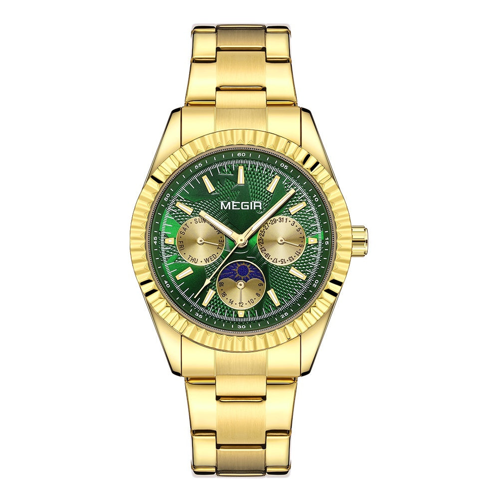 Lunar Phase Business Steel-Strap Waterproof Quartz Men's Watch