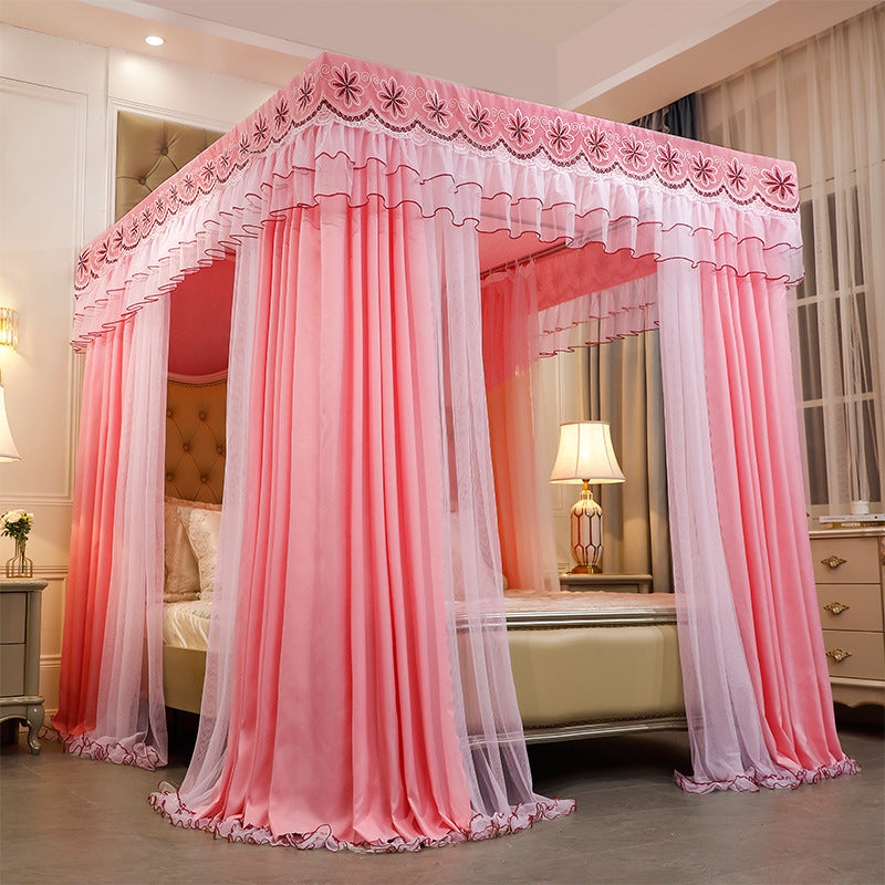 Double-layer Double-rod Three-door Bed Curtain Floor-to-ceiling Mosquito Net