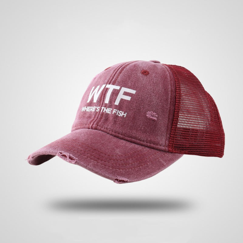 Couple's Letter Embroidered Washed Mesh Baseball Cap