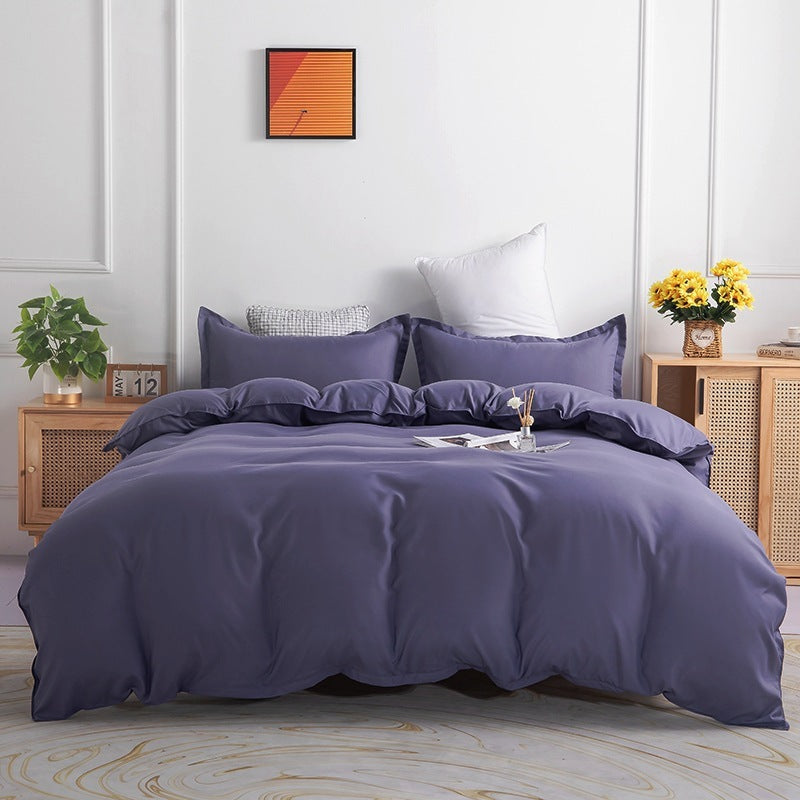 Pure Color Double-sided Four-piece Bedding Set