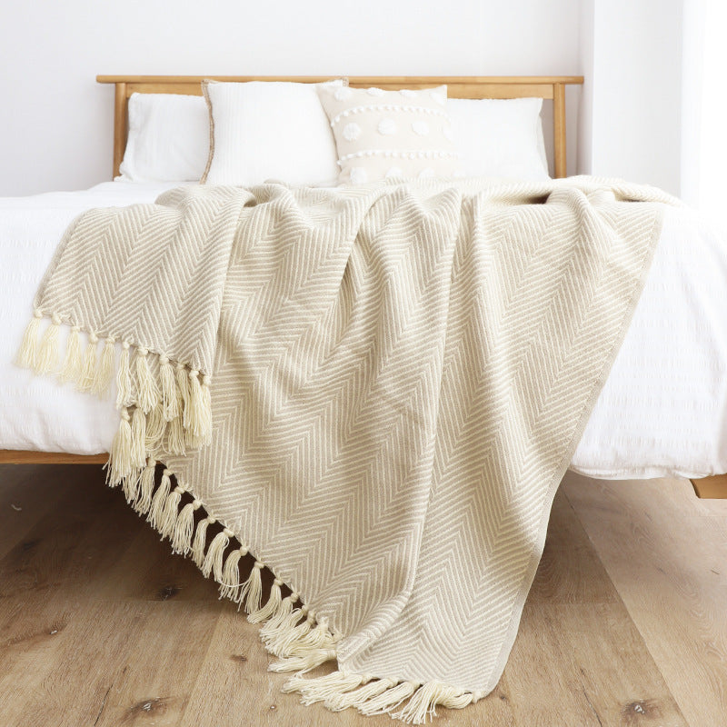 Classic Retro Herringbone Weave Sofa Blanket