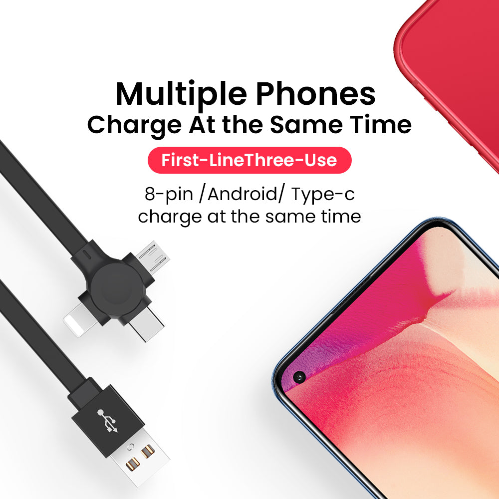 4-in-1 Retractable USB Cable with Phone Stand - Macaron Colours