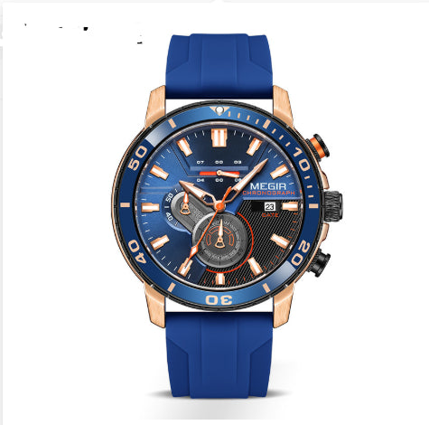 Megir Multifunctional Fashionable Chronograph Sports Silicone Strap Men's Watch