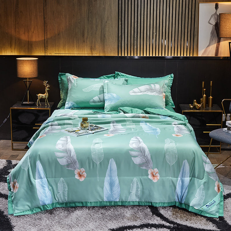 Tiansi Summer Quilt Four Piece Set Summer Cool Quilt Double Machine Washable Summer Air Conditioning Thin Quilt Summer Single Thin Quilt Core