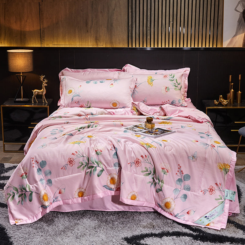 Tiansi Summer Quilt Four Piece Set Summer Cool Quilt Double Machine Washable Summer Air Conditioning Thin Quilt Summer Single Thin Quilt Core
