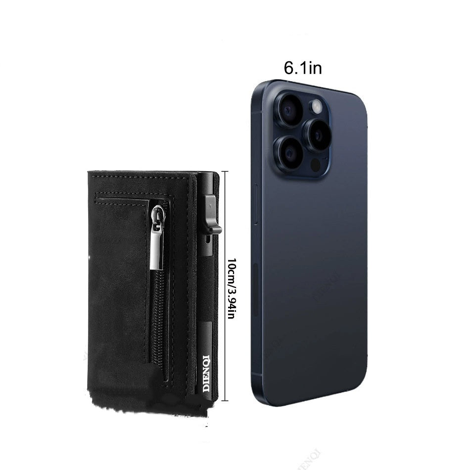 Ancient Carbon Fiber Pattern Men's Wallet Leather Multifunctional Card Holder