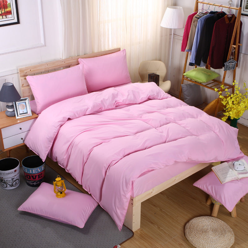 Pure Color Double-sided Four-piece Bedding Set
