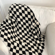 Simple And Stylish Black And White Checkered Contrast Color Blanket