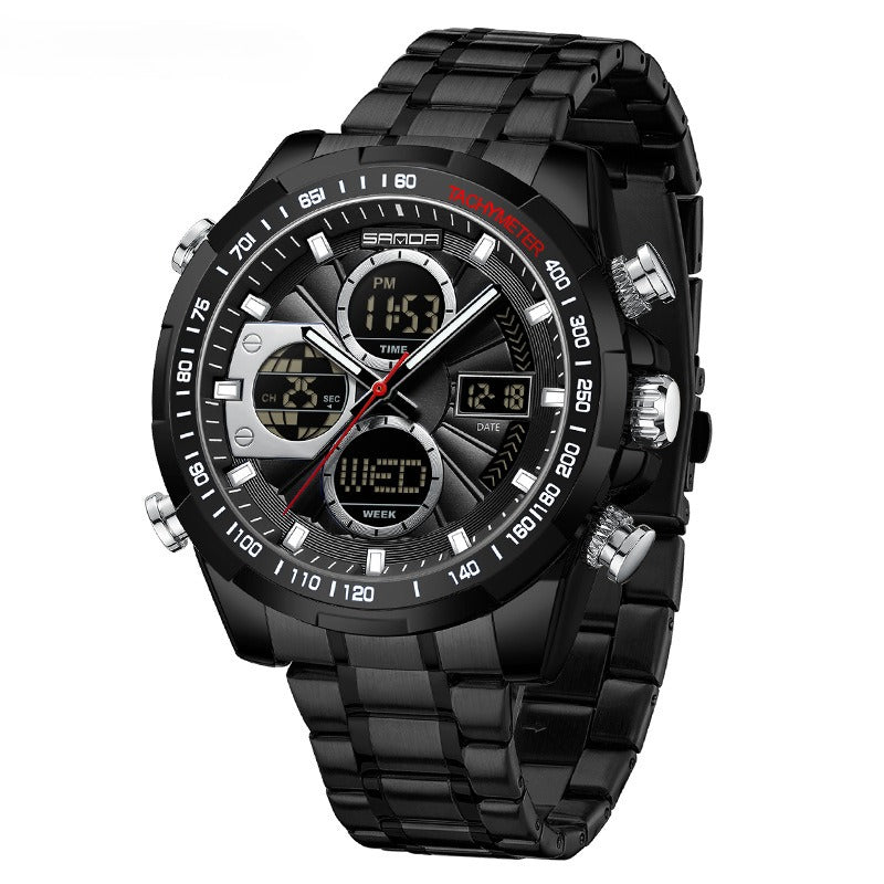 Luminous Quartz Watch With A Leather Or Steel Strap