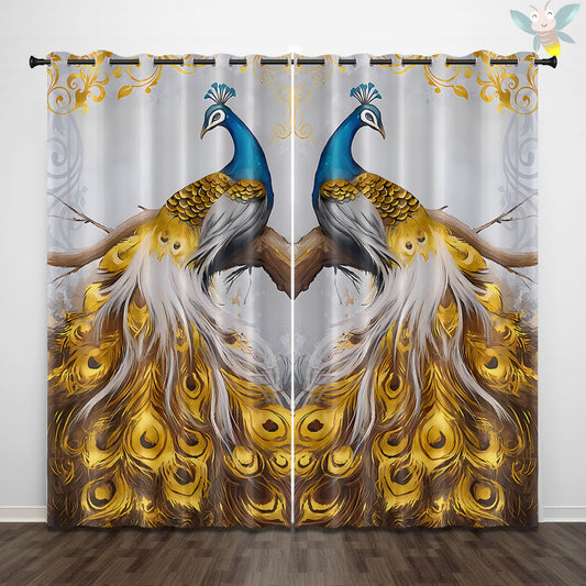3D Christmas Peacock High Precision Blackout Curtain