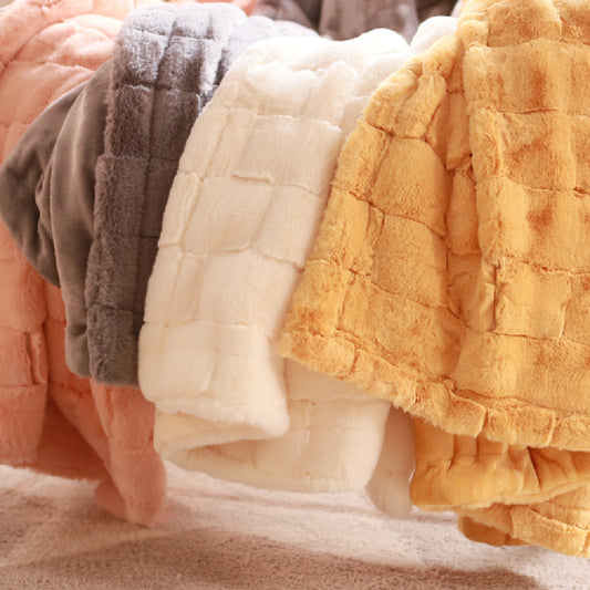 Thickened Double Layer Rabbit Hair Blanket Gift Box