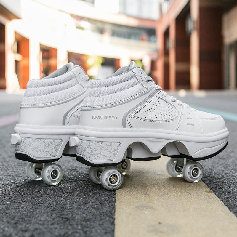 Double row roller skates