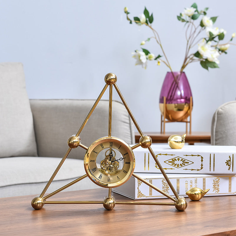 Home Furnishings Office Exhibition Hall Metal Handicraft Triangle Clock