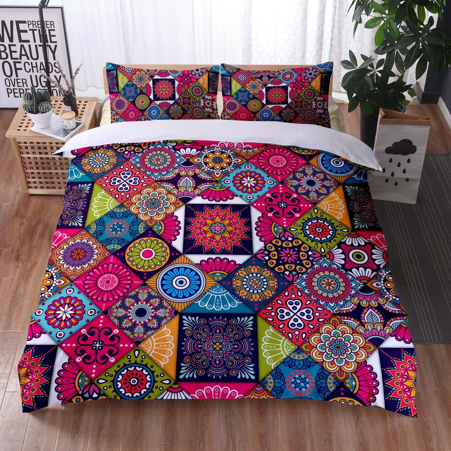 Mandala Bedding Quilt Cover Pillowcase Digital Printing Three-Piece Set