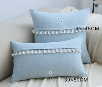 Home Furnishing Lace Tassel Flannel Throw Pillow Sofa Home Office Cushion Cover