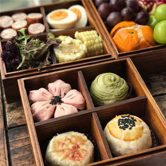 Wooden Lunch Box Lunch Box Japanese Picnic Box Nine Square Grid