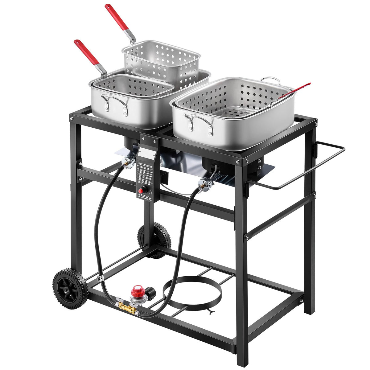 18QT x2 Outdoor Propane Deep Fryer Commercial Cooker Cart With Wheels Two Tank