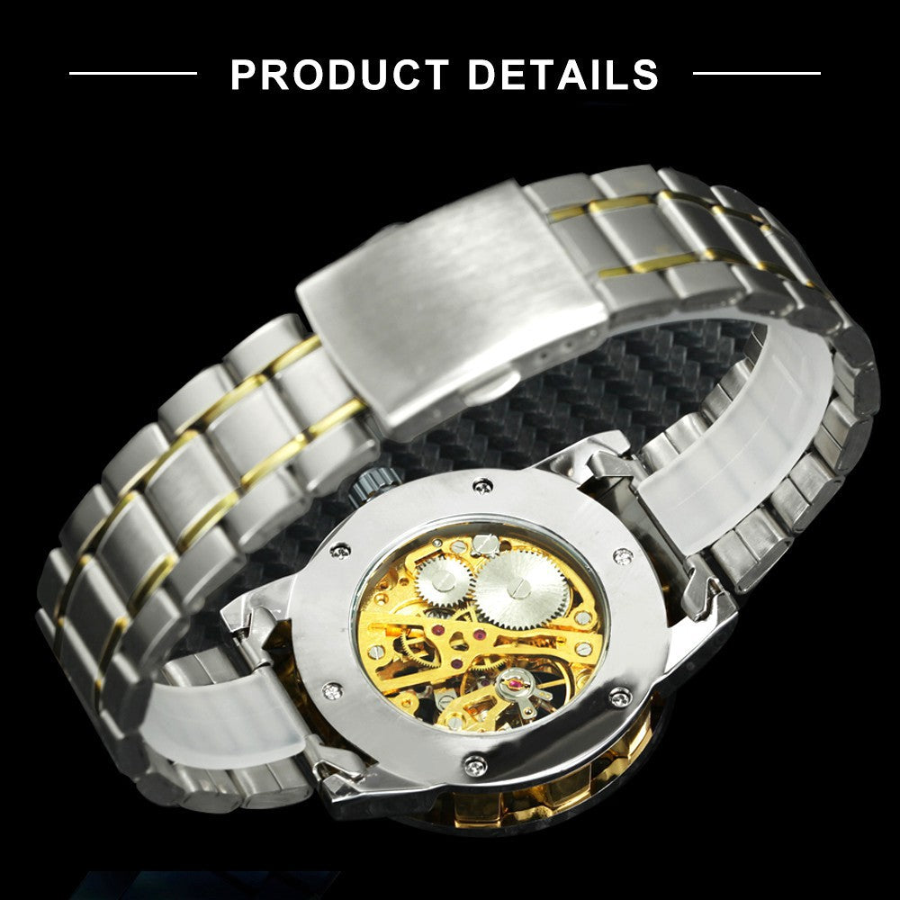 Business Leisure Hollow-out Room Gold Mechanical Watch