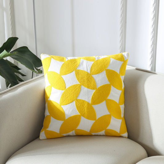 Simple Geometric Embroidery Couch Pillow Featured Embroidered Cushion