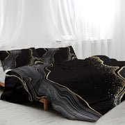 Black Gold Marble Duvet Cover Set – 3 Pcs