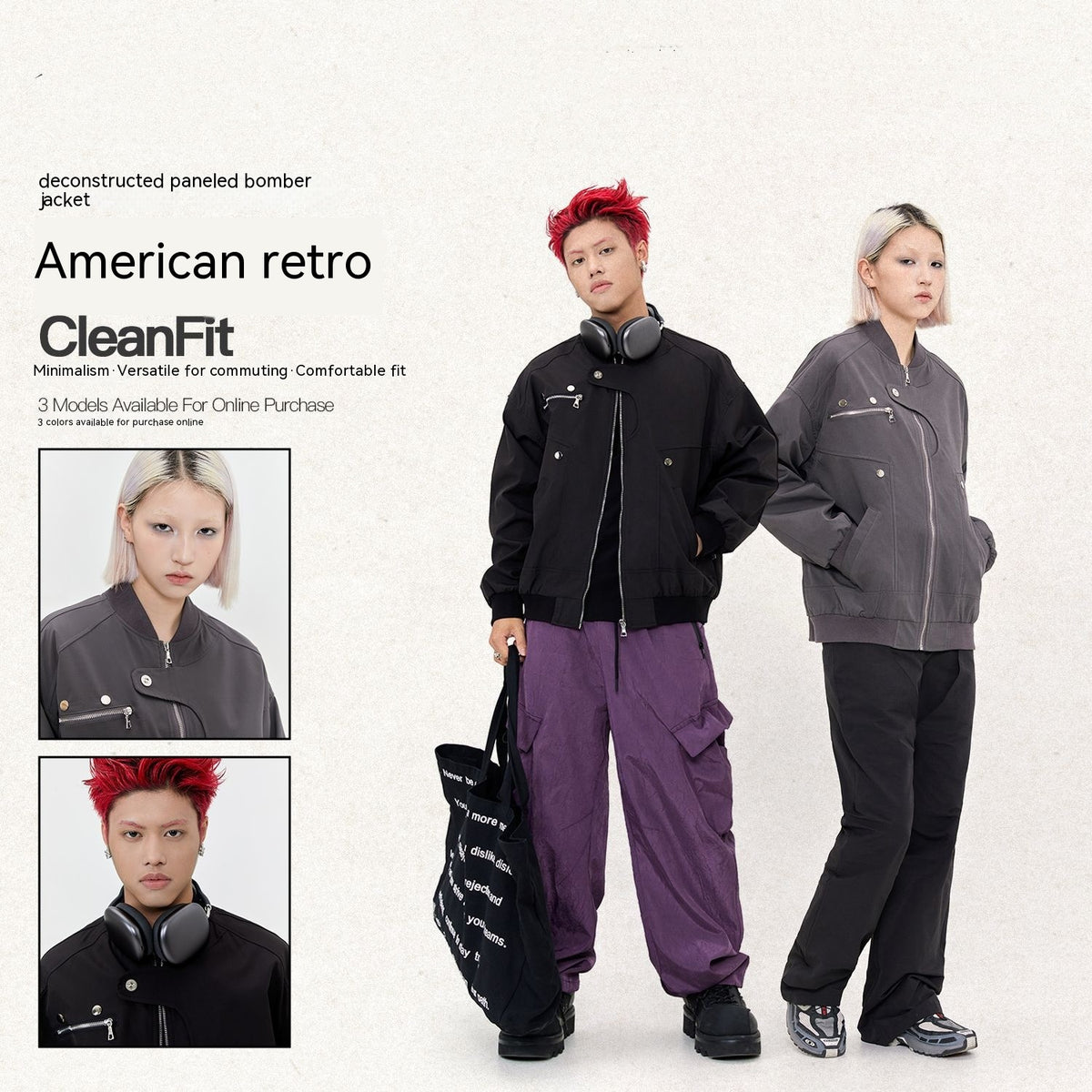 Men And Women Autumn Stitching Flight Suit Coat Jacket