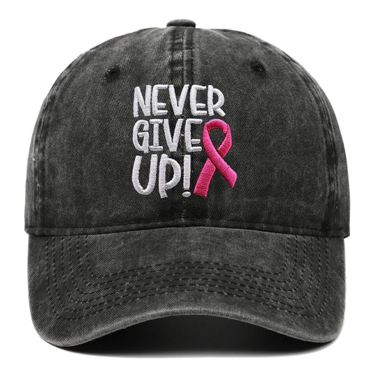 Breast Ribbon Embroidered Peaked Cap Baseball