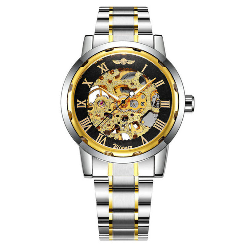 Business Leisure Hollow-out Room Gold Mechanical Watch