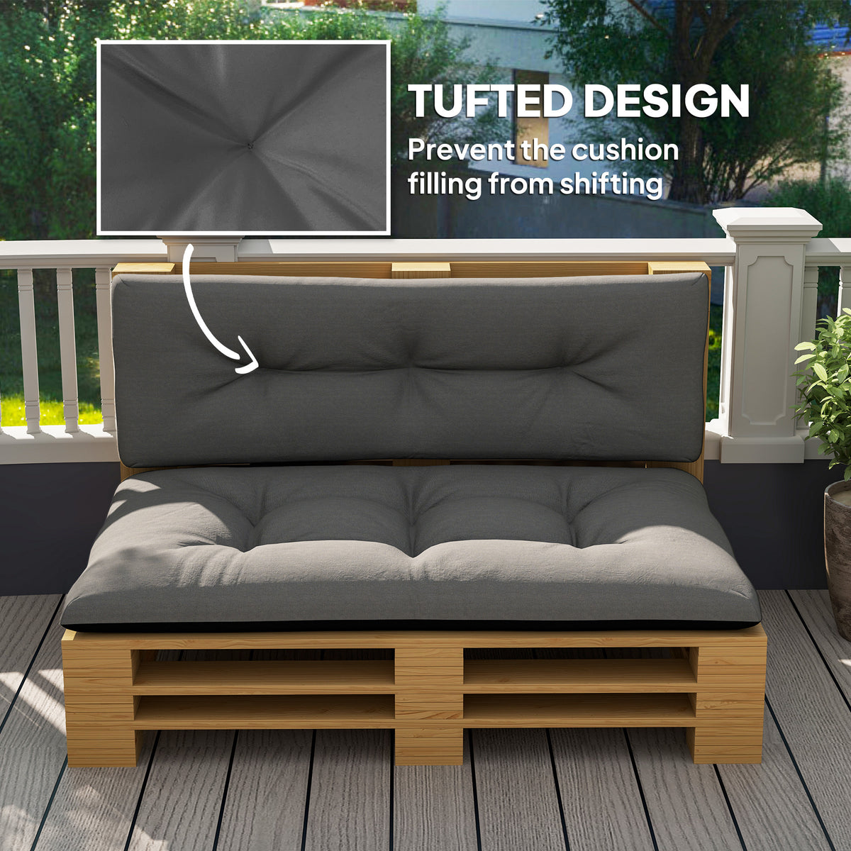 2-Seater Outdoor Pallet Cushions – Black