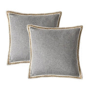 Set of 2 Vintage Linen Trimmed Pillow Covers