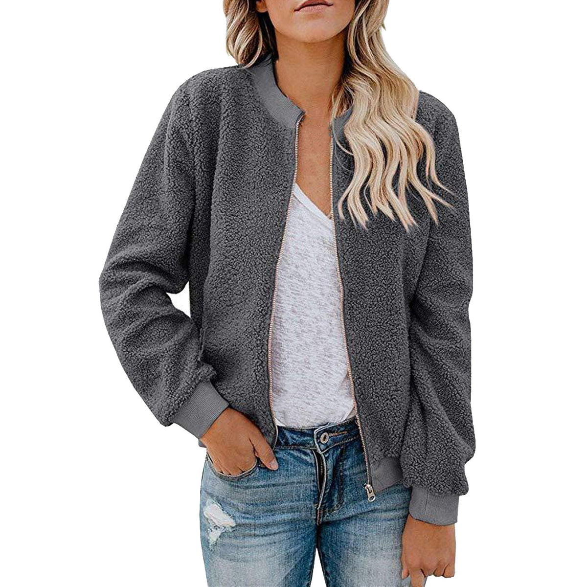 Cashmere Zipper Jacket Coat Top Women