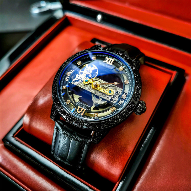 Automatic Mechanical Men's Watch Double-sided Hollow Waterproof