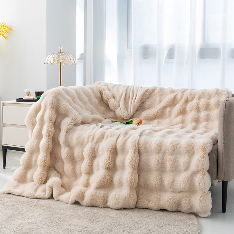 Polyester Carpet Rabbit Bubble Velvet Thickened Nap Blanket Quilt