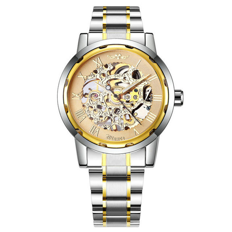 Business Leisure Hollow-out Room Gold Mechanical Watch