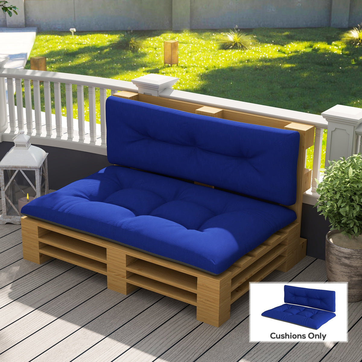 2-Seater Outdoor Pallet Cushions – Navy Blue