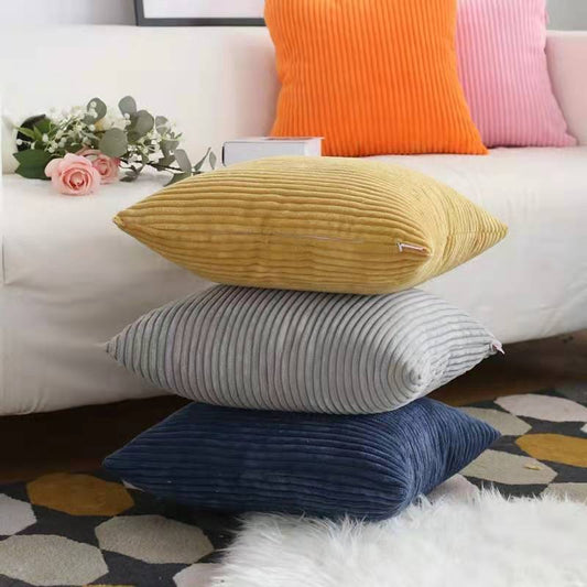 Nordic Solid Color Corduroy Pillow Cushion Cover Sofa Bedroom Office Waist Pillow Cushion