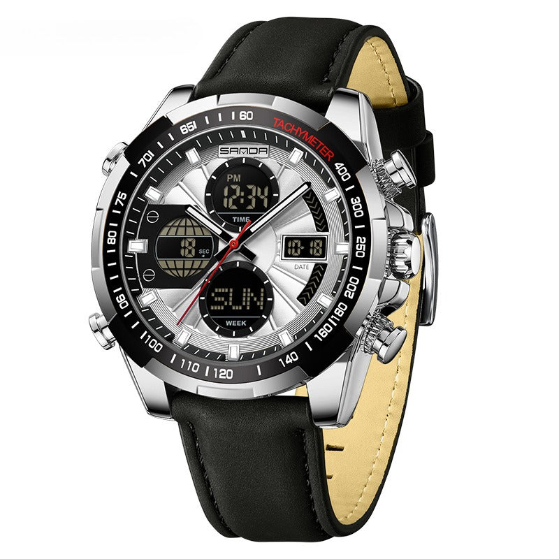 Luminous Quartz Watch With A Leather Or Steel Strap
