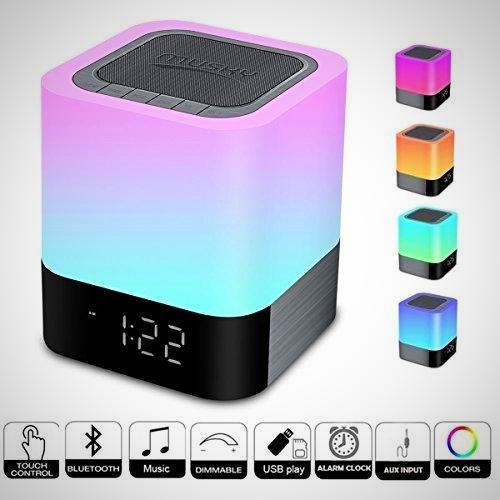 Bluetooth Speaker with LED Night Light - Alarm Clock & USB Charging