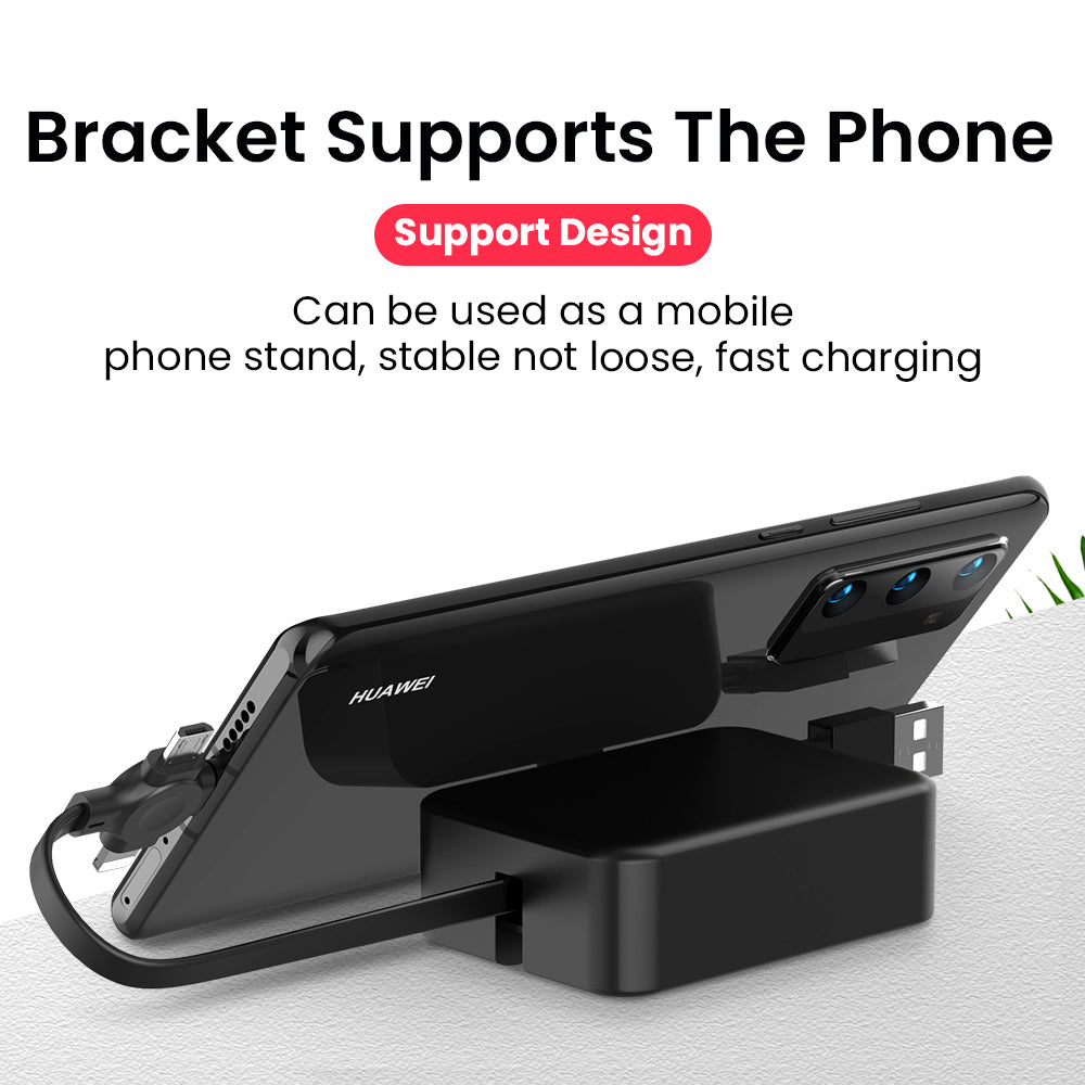4-in-1 Retractable USB Cable with Phone Stand - Macaron Colours