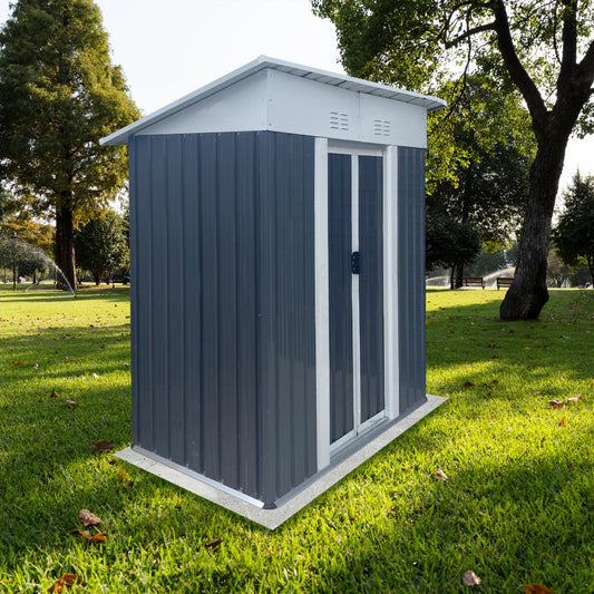 5FTx3FT Pent Roof Grey Outdoor Tool Bike Storage Garden Shed Tool House