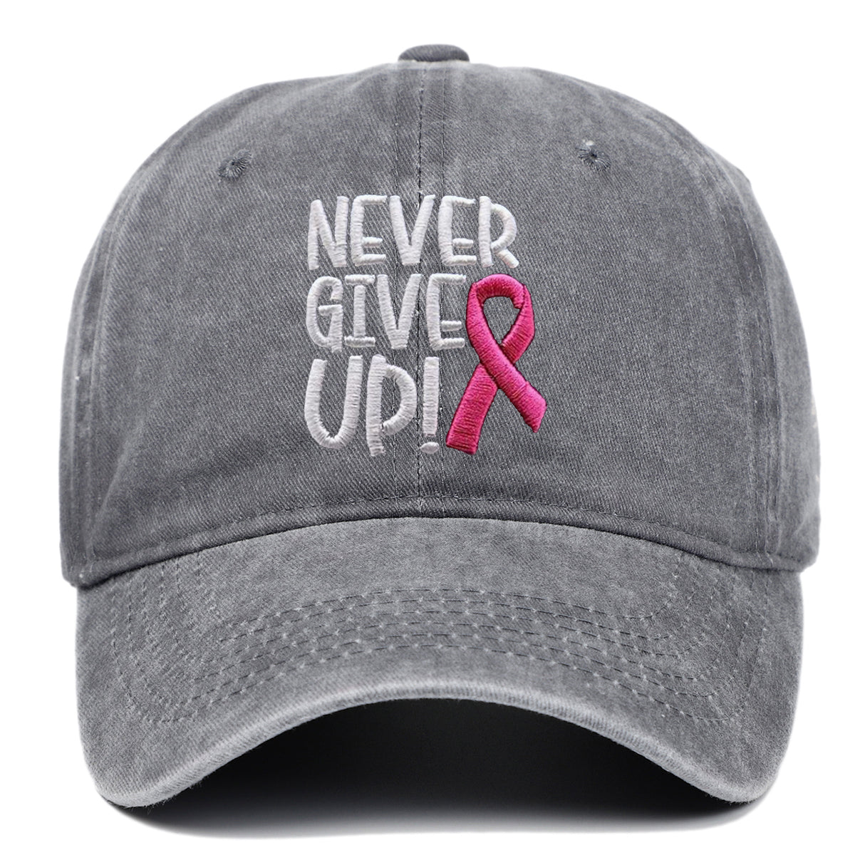 Breast Ribbon Embroidered Peaked Cap Baseball
